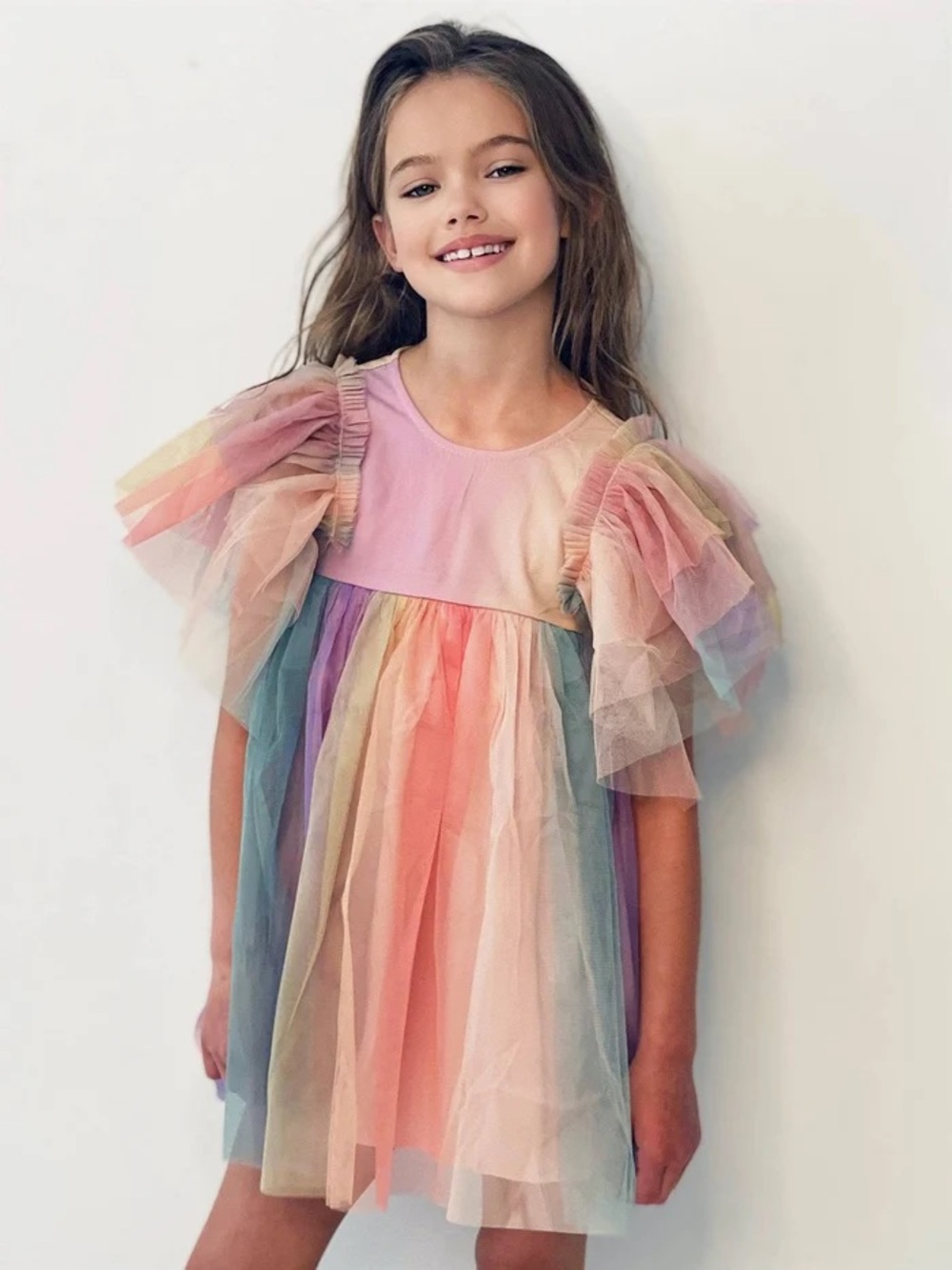 Lola + the boys sunset rainbow tulle dress sz 4